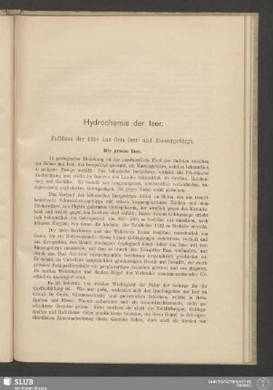 Hydrochemie der Iser