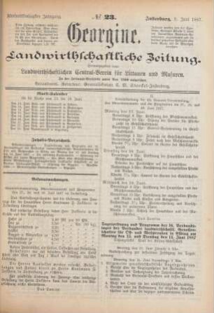 Fünfundfünfzigster Jahrgang. No. 23. Insterburg, 9. Juni 1887.