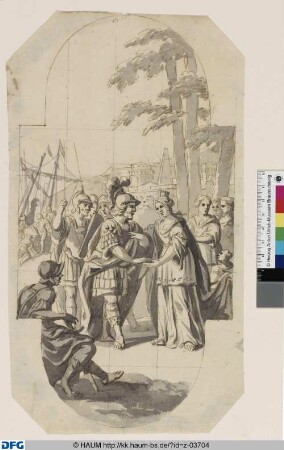 Eisenberg: Entwurf zu einem Deckengemälde: Antiker Feldherr eine Königin begrüßend (Aeneas und Dido?)