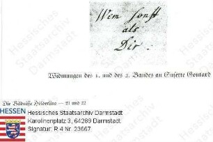 Hölderlin, Friedrich (1770-1843) / Widmung an Susette Gontard (1769-1802) im 2. Band des 'Hyperion oder der Eremit in Griechenland'