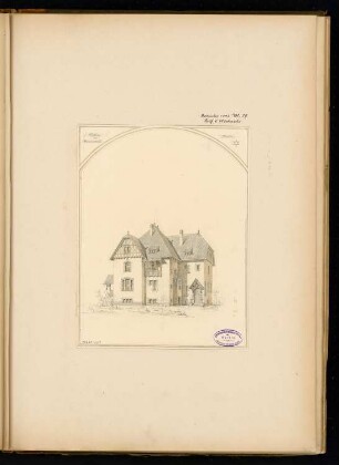 Villa für eine Familie, Berlin-Grunewald Monatskonkurrenz September 1892: Perspektivische Ansicht