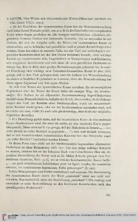 [Rezension von: S. Guyer, Vom Wesen der byzantinischen Kunst]