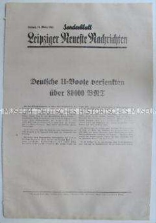 Sonderblatt der "Leipziger Neuesten Nachrichten" zum Kriegsverlauf an der Ostfront, in Nordafrika, im Mittelmeer und in England