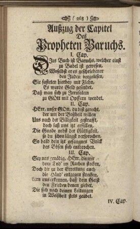 Außzug der Capitel Des Propheten Baruchs