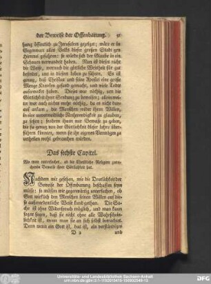 Das sechste Capitel. Wo man untersuchet, ob die Christliche Religion zureichende Beweise ihrer Göttlichkeit hat.