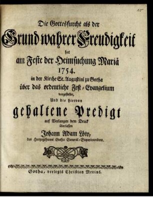 Die Gottesfurcht als der Grund wahrer Freudigkeit