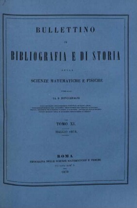 Tomo XI. Maggio 1878.