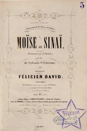 Moise au Sinai : oratorio en 2 parties