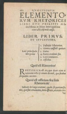 Liber Primus, De Inventione.