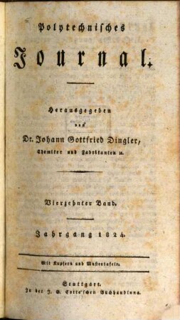 Polytechnisches Journal. 14. 1824