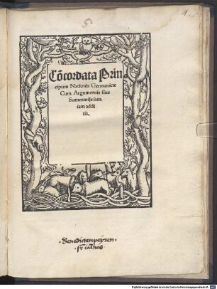 Co[n]cordata Principum Nationis Germanicae : Cum Argumentis siue Summarijs iam iam additis