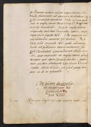 XIV. De solenni declaratione novorum Magistrorum.