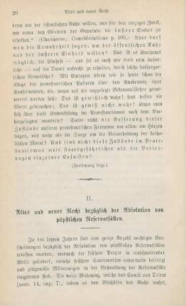 20-29 Altes und neues Recht bezüglich der Absolution von päpstlichen Reservatfällen : I.