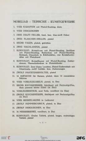 Mobiliar – Teppiche – Kunstgewerbe (Nr. 1-199)