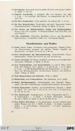 Metallarbeiten und Waffen (Nr. 123-136)