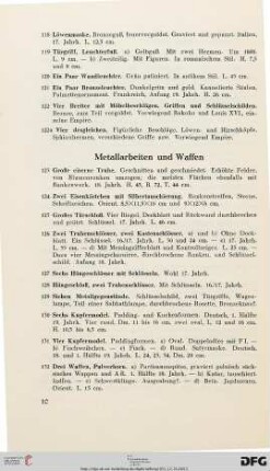 Metallarbeiten und Waffen (Nr. 123-136)