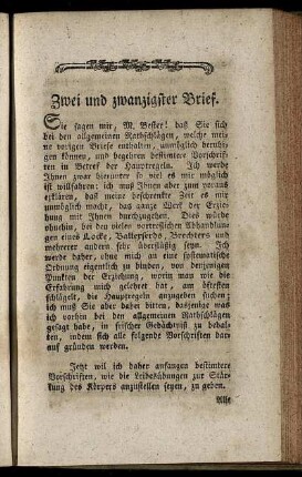 Zwei und zwanzigster Brief.