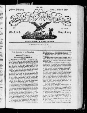 Geschäfts- und Unterhaltungsblatt für Gladbach und dessen Umgebung. 1828-1838