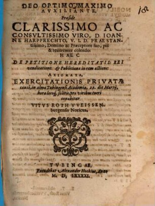 De petitione hereditatis, rei vendicatione et publiciana in rem actione axiomata