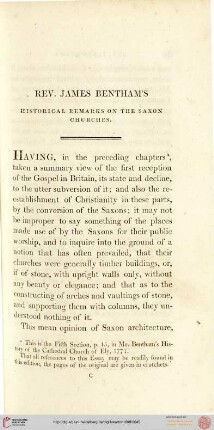 Rev. James Benthams historical remarks on the Saxon churches