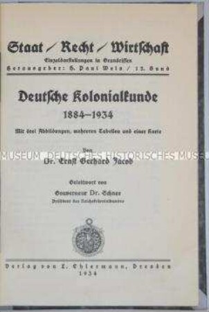 Veröffentlichung über die deutsche Kolonialkunde 1884-1934