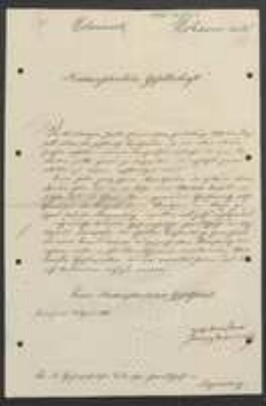 Brief von Franz Josef Hannibal Hohenwart an Regensburgische Botanische Gesellschaft