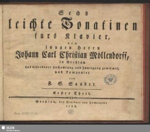 Sechs leichte Sonatinen fürs Klavier : Erster Theil