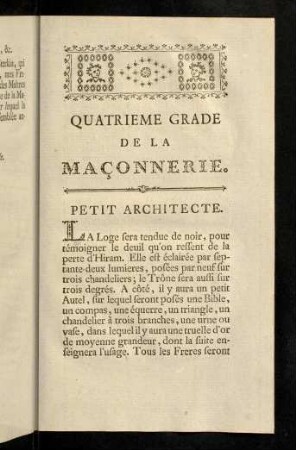 57-72, Quatrieme Grade De La Maçonnerie.