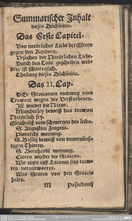 Summarischer Inhalt dieses Büchleins