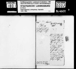 Gesuch des Buchhalters Johann Carl Reisig von Tübingen um Aufnahme in das Bürgerrecht zu Stuttgart zwecks Eheschließung mit der Witwe des Lammwirts Gärtner zu Stuttgart-Berg