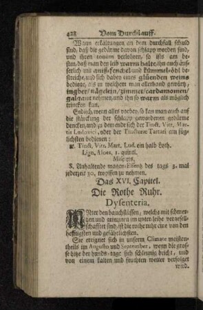 Das XVI. Capitel. Die Rothe Ruhr. Dysenteria.