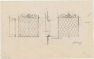 Döllgast, Hans; J. B. Fridrich, Ladenausbau - Fenstergitter (Ansichten; Schnitte)