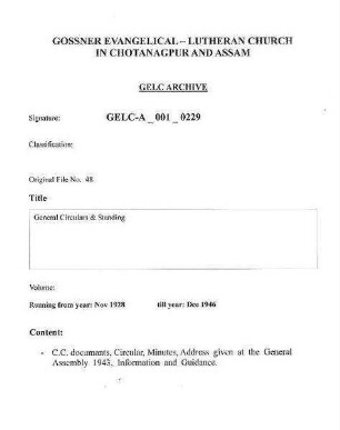 General Circulars & Standing Orders