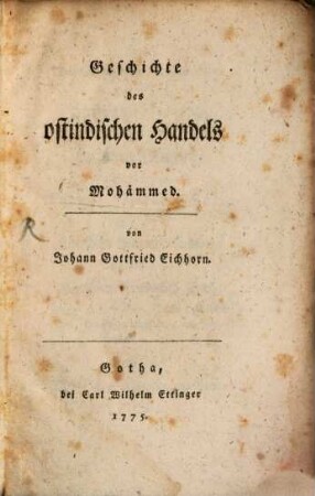 Geschichte des ostindischen Handels vor Mohämmed