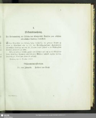 A. Bekanntmachung. Die Versammlung der Stände des Königreichs Sachsen zum nächsten ordentlichen Landtage betreffend