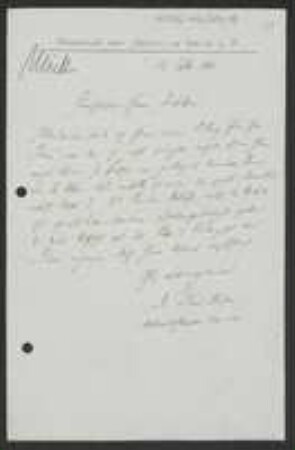 Brief von Karl Müller an Unbekannt