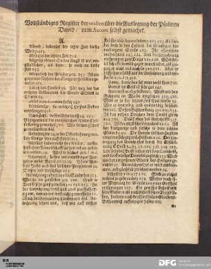 1. Register der realien ueber die Auslegung der Psalme David