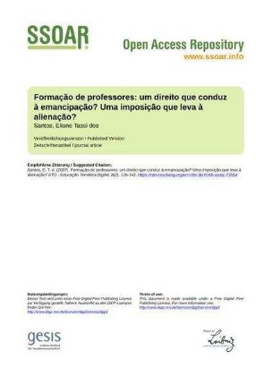 Formação de professores: um direito que conduz à emancipação? Uma imposição que leva à alienação?