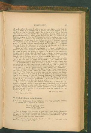La poesía tradicional en la Argentina