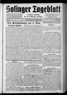 Solinger Tageblatt : die Nachmittagszeitung der Klingenstadt : aelteste Tageszeitung im Stadtkreis Solingen