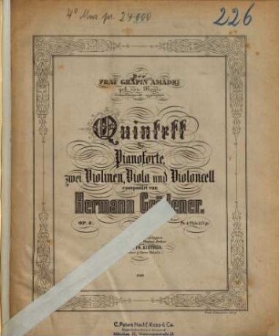 Quintett : für Pianoforte, 2 Violinen, Viola u. Violoncell ; op. 6