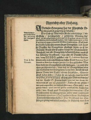 Appendix oder Anhang.