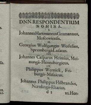 Dnn. Respondentium Nomina