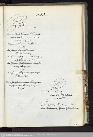 XXI., 30. Juni 1856
