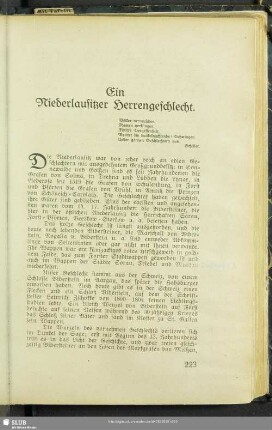 Ein Niederlausitzer Herrengeschlecht