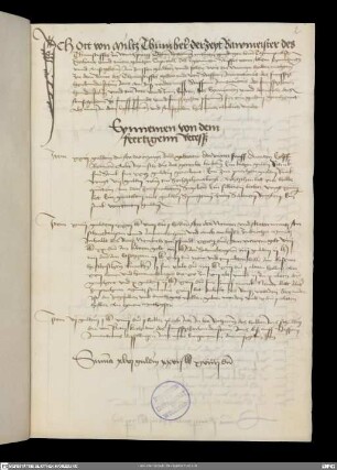 Baurechnung des Würzburger Domstifts von Inventio Stephani 1500 bis zum selben Tag 1501