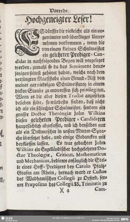 [Vorrede] Hochgeneigter Leser!