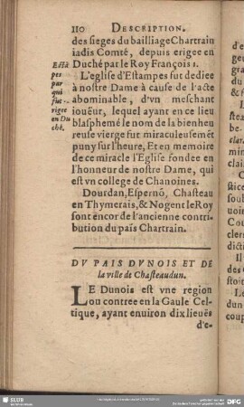 Du Pais Dunois Et De la ville de Chasteaudun