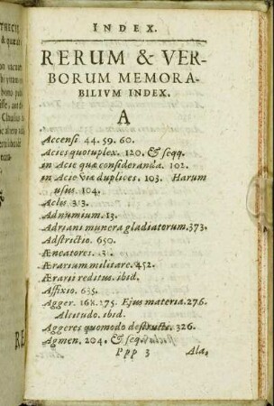 Rerum & Verborum Memorabilium Index.