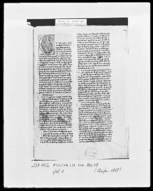 Innozenz 3, Scripta varia und anderes — Initiale C (um), darin Papst Innozenz 3, Folio 1recto